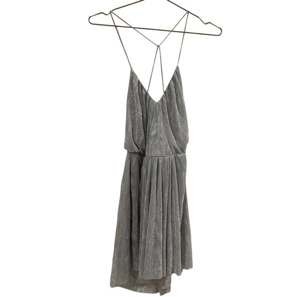 IRO Louxor Gathered Metallic Knitted Silver Mini Dress Size 34 VGUC - Picture 6 of 12